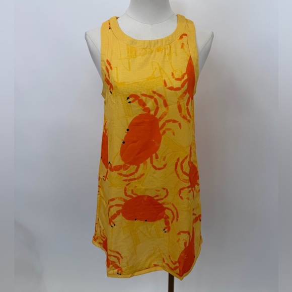 Zara Dresses & Skirts - Nice To Meet You Yellow and Orange Crab Print Dress